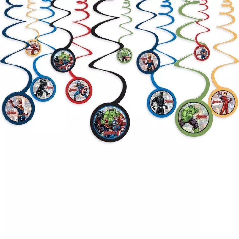 DesignWare Marvel Avengers Assemble Party Foil Swirl Decorations 12 Pack Ironman